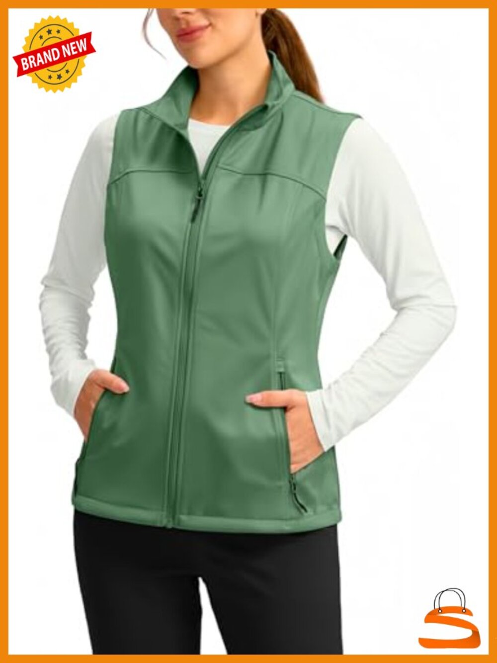 Lightweight Windproof Running Vest with 4 Pockets Sleeveless Zip